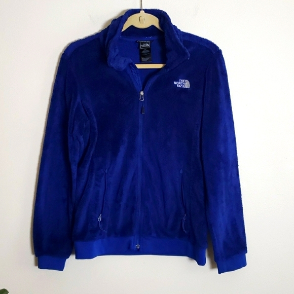 The North Face blue zip up fuzzy, teddy, fleece, gorpcore, women's size small.